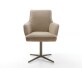 Chaise-pivotante Heira-Flex avec accoudoirs tissu mixte couleur boue pied de chaise 4 branches aspect titane pivotement sur 360° ressorts ensachés 1